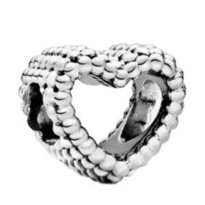 Pandora Sterling Silver Beaded Open Heart Charm Brand  797516